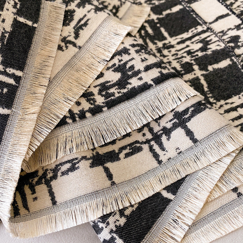 Cashmere-like Double-sided Scarf Camellia Tassel Air-conditioned Room Cloak