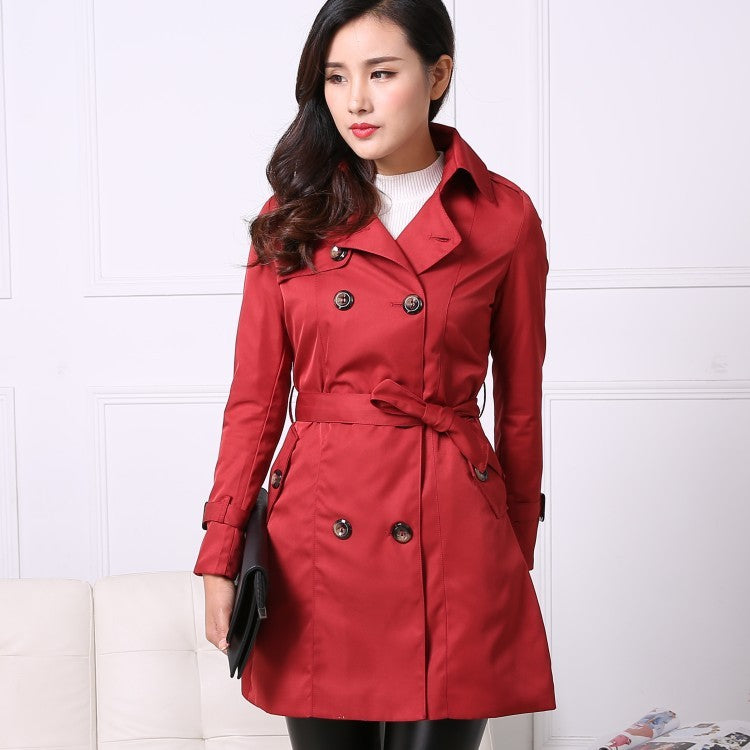 Commuter Casual Lace Up Double-breasted Mid-length Trench Coat